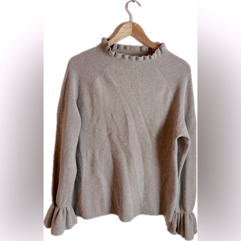 Banana Republic Extra Fine Merink Wool Ruffle Trim Sweater